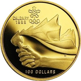 カルガリーオリンピック100ドル金貨貨幣