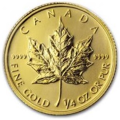 貨幣カナダ メイプルリーフ 金貨 1/4オンス 美品 7.8g