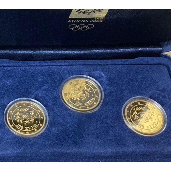 アテネ2004オリンピック競技大会公式記念プルーフ金貨 3種セット｜表